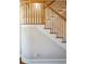 Close-up of a staircase featuring white spindles, a wooden handrail, and stylish trim work on the walls at 7 Seahorse Ct, Isle of Palms, SC 29451
