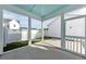 Relaxing screened porch with views of the fenced yard and the neighboring houses at 782 Blueway Ave, Summerville, SC 29486