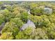 Serene aerial view of a charming home nestled amidst lush greenery and a tranquil waterway at 93 Surfscoter Ln, Kiawah Island, SC 29455