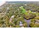 Scenic aerial view of houses nestled amongst lush greenery, located near a golf course and a serene pond at 93 Surfscoter Ln, Kiawah Island, SC 29455