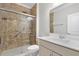 Bathroom with glass enclosed shower and vanity with white countertop at 108 Whaler Ave, Summerville, SC 29486