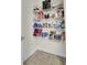A pantry room includes shelving stacked with household goods and groceries at 112 Avonshire Dr, Summerville, SC 29483