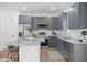Well-equipped kitchen with gray cabinets, stainless steel appliances, and a granite island, perfect for cooking at 1738 N N Hwy 52, Bonneau, SC 29431