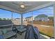 Cozy screened porch featuring comfortable seating, ceiling fan, and great backyard views at 2905 Cavalcade Cir, Johns Island, SC 29455