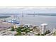 An aerial view showing the property's proximity to the harbor and Ravenel Bridge at 330 Concord St # 4C, Charleston, SC 29401