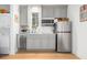 Well-equipped kitchenette featuring gray cabinetry and stainless steel appliances at 493 Woodland Shores Rd, Charleston, SC 29412