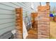Outdoor shower with wood surround, offering a private space to rinse off after the beach at 493 Woodland Shores Rd, Charleston, SC 29412