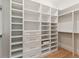Spacious walk-in closet with custom white shelving, drawers, and gold hardware, providing ample storage at 509 Seven Farms Dr, Charleston, SC 29492
