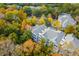 Aerial view of townhome complex amid trees displaying vibrant fall foliage, showcasing the beautiful setting at 60 Fenwick Hall Allee # 521, Johns Island, SC 29455