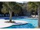 Relaxing community pool with palm trees offers guests a perfect tropical oasis at 1401 Ocean Club Dr, Isle of Palms, SC 29451