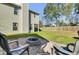 A sprawling backyard with a fire pit surrounded by comfortable seating at 147 Moon Dance Ln, Summerville, SC 29483
