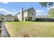 Expansive backyard featuring lush green lawn and rear elevation of home with covered patio at 147 Moon Dance Ln, Summerville, SC 29483