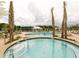 Relaxing community pool area with palm trees and lounge chairs at 2014 Barn Swallow Rd, Summerville, SC 29483