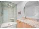 Elegant bathroom featuring a glass-door shower with mosaic tile and an undermount sink vanity at 2238 Catesbys Blf, Seabrook Island, SC 29455
