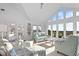 Bright living room featuring high ceilings, ocean views, and comfortable, colorful furniture at 2238 Catesbys Blf, Seabrook Island, SC 29455