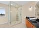 Large glass enclosed shower featuring a handheld and overhead shower head at 2238 Catesbys Blf, Seabrook Island, SC 29455