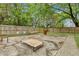 A backyard with a concrete area featuring some tables, chairs, and a privacy fence at 2420 Cherokee Hall Ln, Charleston, SC 29414