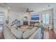 Open-concept living room featuring comfortable seating, a fireplace, and a large-screen TV at 2615 Rutherford Way, Charleston, SC 29414