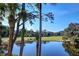Picturesque view of the lush golf course and tranquil lagoon surrounded by palm trees and clear skies at 31 Berkshire Hall, Kiawah Island, SC 29455