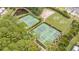 Aerial view of tennis courts and greenspace in residential community at 3699 Goodwater St, Mount Pleasant, SC 29466