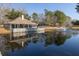 A tranquil pond featuring a fountain and pavilion, creating a picturesque scene for relaxation at 5146 Park Creek Ave, North Charleston, SC 29418