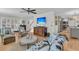 Cozy living room with hardwood floors, ceiling fan, flatscreen television and comfortable seating arrangement at 726 Gypsy Ln, Mount Pleasant, SC 29464