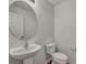 Cozy powder room with a pedestal sink, large mirror, and modern toilet at 804 Buckthorn Cir, Summerville, SC 29483
