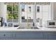 Bright kitchen view featuring a large sink with modern fixtures and a view of a lush neighborhood at 12 Percy St, Charleston, SC 29403