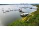 Aerial view of the community dock along the river at 130 River Landing Dr # 6207, Charleston, SC 29492