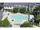 Aerial view of the community pool and surrounding buildings at 130 River Landing Drive # 8209, Charleston, SC 29492
