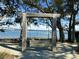 Relaxing swing overlooking a serene waterfront view with boats and a distant bridge, offering a peaceful retreat at 130 River Landing Drive # 8209, Charleston, SC 29492