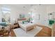 Well-lit bedroom with stylish decor, hardwood floors, and large windows overlooking the yard at 184 Scott St, Daniel Island, SC 29492