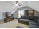 Comfortable bonus room with sectional, ceiling fan, mounted TV, and good natural light at 1945 Hubbell Dr, Mount Pleasant, SC 29466