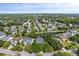 Expansive aerial shot displays houses nestled around a pond with mature trees and lush landscapes at 2664 Magnolia Woods Dr, Mount Pleasant, SC 29464