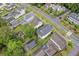 Aerial view of charming neighborhood, showcasing tree-lined streets and well-maintained homes at 2876 Rivertowne Pkwy, Mount Pleasant, SC 29466