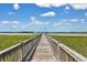 Picturesque wooden dock extending over the marshland, offering access to waterfront activities and beautiful views at 2876 Rivertowne Pkwy, Mount Pleasant, SC 29466