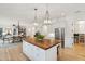 Open kitchen view shows island, stainless appliances, dining, and living area at 4105 Gnarled Oaks Ln, Johns Island, SC 29455