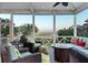 Relaxing screened porch with comfortable seating and a scenic view of the water at 4935 Sound View Dr, Mount Pleasant, SC 29466