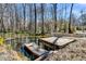 Picturesque pond featuring a small boat next to a wood dock surrounded by lush foliage at 5219 Maybank Hwy, Wadmalaw Island, SC 29487