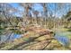 Scenic view of a tree-lined path nestled between a pond and a creek, house in the distance at 5219 Maybank Hwy, Wadmalaw Island, SC 29487