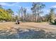 Wide shot of the backyard, showing an outbuilding, a small shed, and some chairs at 5219 Maybank Hwy, Wadmalaw Island, SC 29487