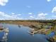 Aerial view of dock and boat launch, showing the marsh and community at 1042 Chambers Ln, Mount Pleasant, SC 29464