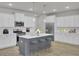 Modern kitchen with white cabinetry, stainless steel appliances, and gray kitchen island at 2021 Quiet Ibis Rd, Hanahan, SC 29410
