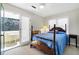Cozy bedroom with a four-poster bed, access to a screened-in porch, and lots of natural light at 2710 Laroche St, Edisto Beach, SC 29438