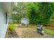 Secluded backyard featuring a brick patio, grilling area, and lush bamboo at 313 Queen St, Mount Pleasant, SC 29464