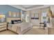 Serene main bedroom featuring tray ceilings, scenic lake views, and ensuite bathroom access at 334 Pine Crest View Dr, Summerville, SC 29486