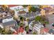 Aerial view of a charming neighborhood, highlighting the unique mix of colorful architecture and lush greenery at 38 State St # 2, Charleston, SC 29401