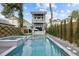 Scenic backyard featuring a sparkling swimming pool, spa, and lush landscaping, creating a private oasis at 71 Moultrie St, Charleston, SC 29403