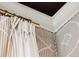 Close up of ceiling, decorative molding, wallpaper and drapery at 935 Royall Ave, Mount Pleasant, SC 29464