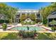 Stunning backyard features a refreshing pool, lounge chairs, manicured lawn, and mature trees for privacy at 935 Royall Ave, Mount Pleasant, SC 29464